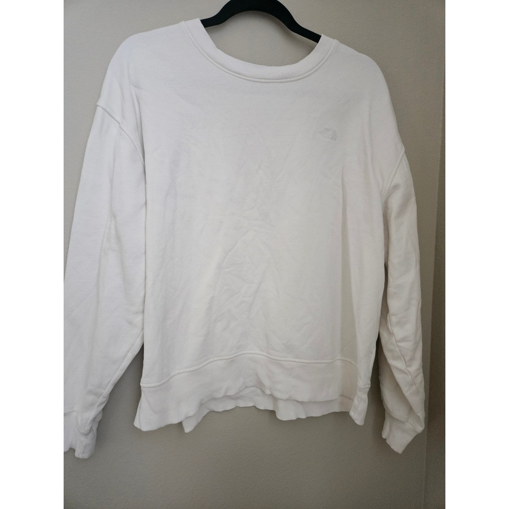The North Face Sweatshirt Womens Small White Excellent Tonal Logo A5318 F22